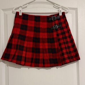 H&M Red and Black Checkered Mini Skirt